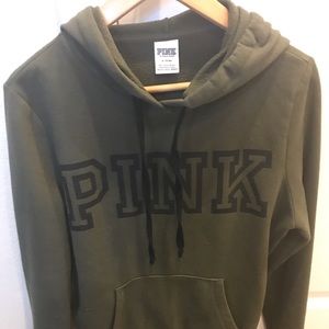 Army fatigue green Pink VS Pink hoodie size Medium
